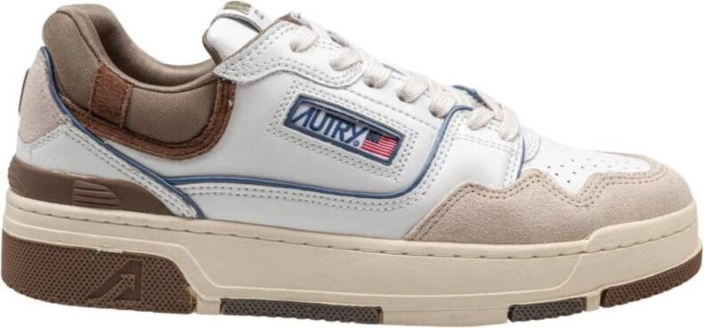 Autry Witte lage sneakers met groene details White Heren