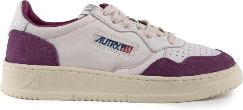 Autry Witte en paarse leren sneakers White Dames