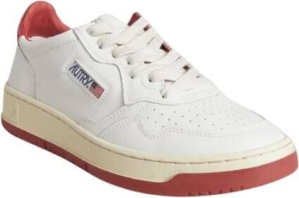 Autry Witte en rode leren lage sneakers Red Heren