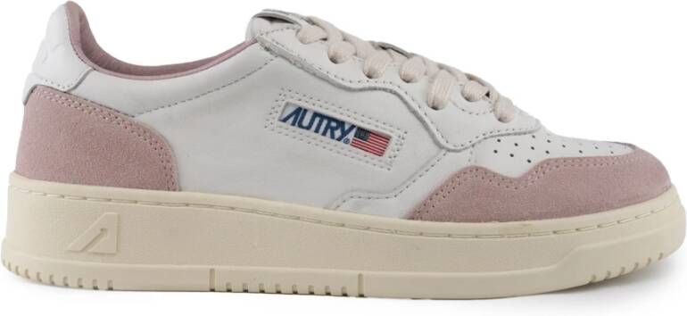 Autry Witte en roze leren sneakers White Dames