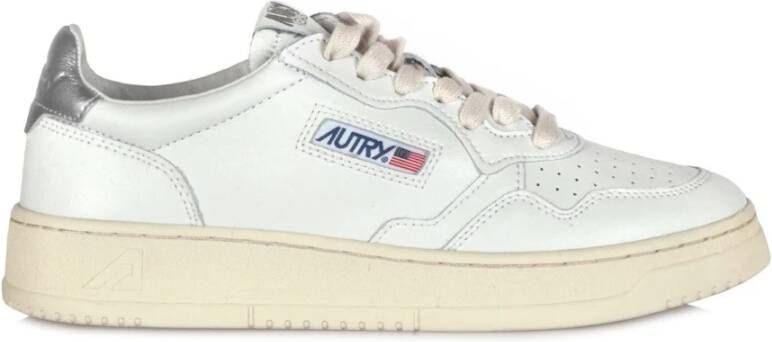 Autry Witte en zilveren leren sneakers Wit Dames