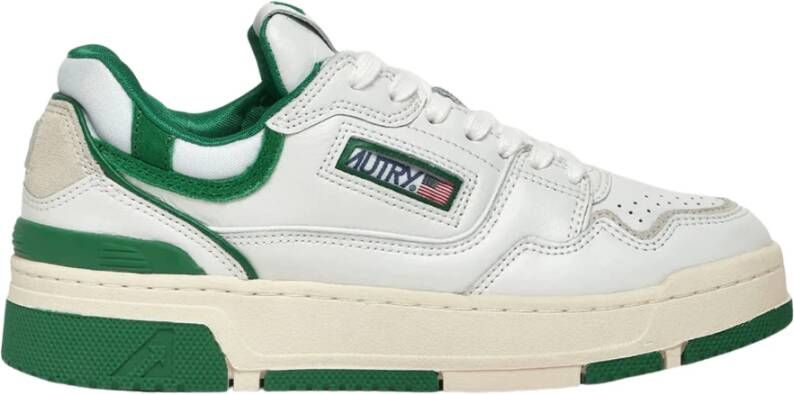 Autry Witte Groene Leren Basketbalsneakers White Heren