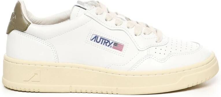 Autry Witte Groene Leren Sneakers White Dames