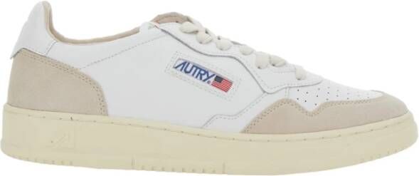 Autry Witte lage sneakers met beige suède details White Heren