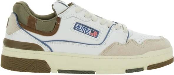 Autry Witte lage sneakers met groene details White Heren