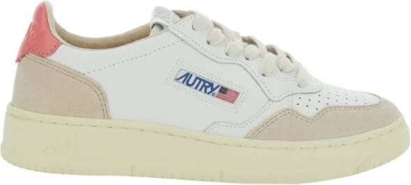 Autry Leren lage sneakers met contrasterende inzetstukken White