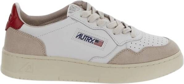 Autry Leren sneakers met vetersluiting en su?de inzetstukken Wit Dames