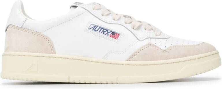 Autry Witte leren sneaker met beige suède accenten White Heren