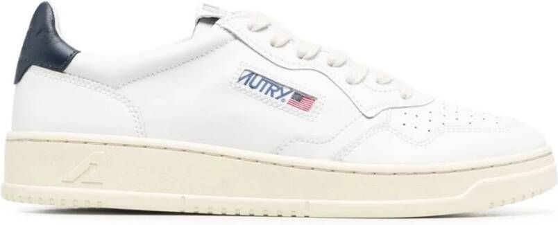 Autry Witte leren sneaker met blauw detail Blue Heren