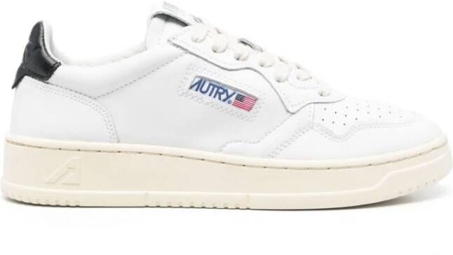 Autry Witte leren sneaker met zwart hiel detail White Dames