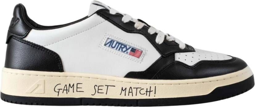 Autry Witte Leren Sneakers Game Set Match Black Heren