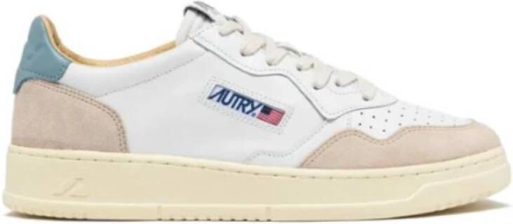 Autry Witte leren sneakers met blauwe hiel Multicolor Heren