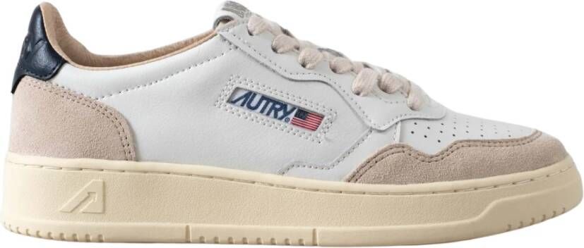 Autry Witte leren sneakers met blauwe hiel White Dames