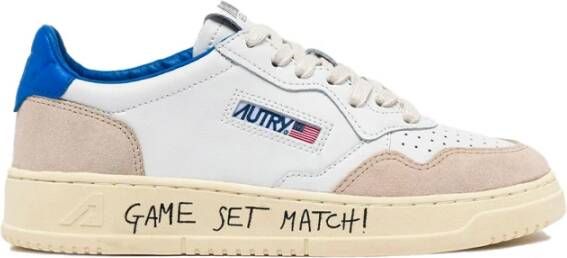 Autry Witte leren sneakers met blauwe hiel White Heren