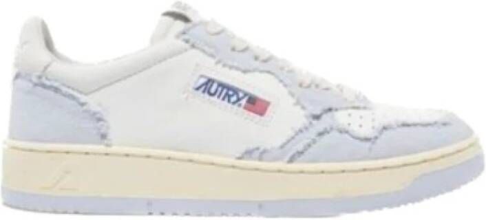 Autry Witte Leren Sneakers met Blauwe Stof Multicolor Dames