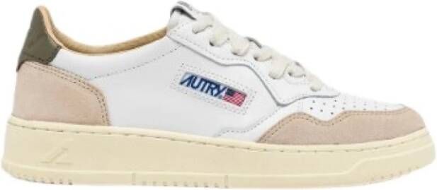 Autry Witte leren sneakers met donkergroene hiel White Heren