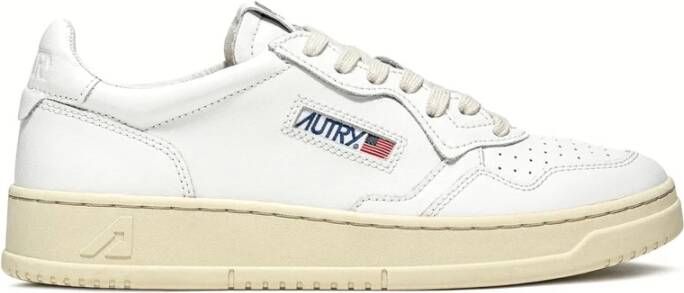 Autry Witte leren sneakers met geborduurd label White Heren