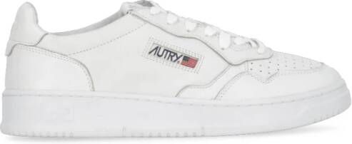 Autry Witte Leren Sneakers met Geborduurd Logo White Dames