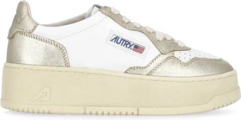 Autry Witte Leren Sneakers met Geperforeerde Details White Dames