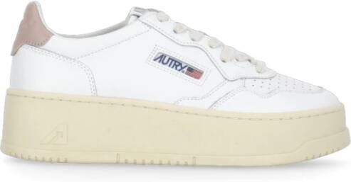 Autry Witte Leren Sneakers met Geperforeerde Details White Dames