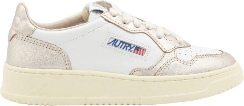 Autry Witte leren sneakers met gouden accenten White Dames