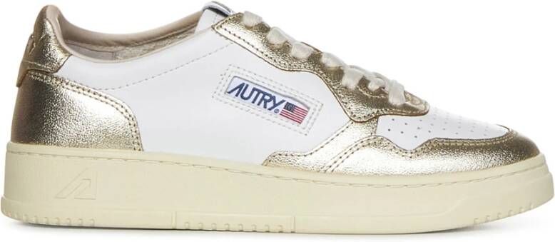 Autry Witte Leren Sneakers met Gouden Inzetstukken Wit Dames