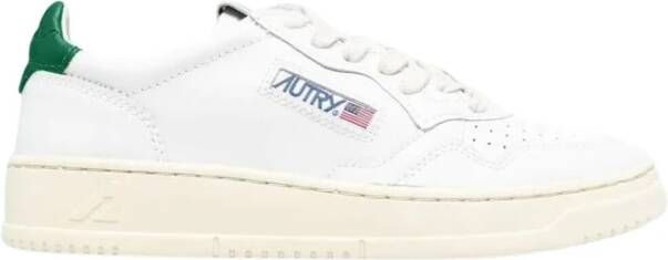 Autry Witte Leren Sneakers met Groen Detail White Dames