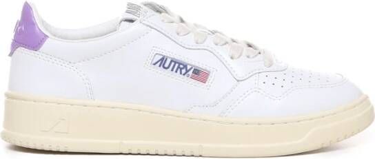 Autry Witte Leren Sneakers met Lila Accenten White Dames