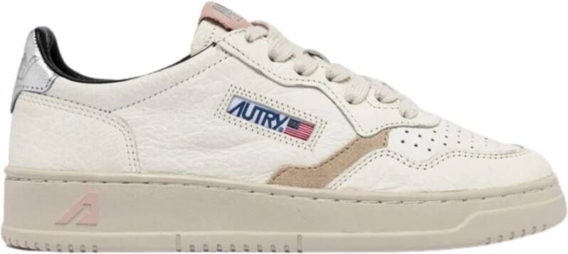 Autry Witte leren sneakers met metallic afwerking White Dames