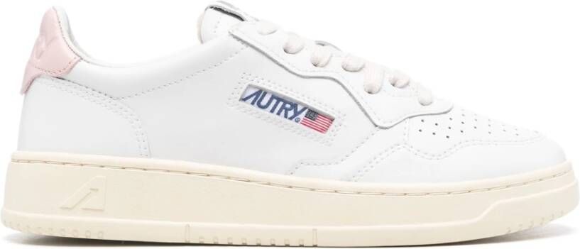 Autry Witte Leren Sneakers met Roze Accenten White Dames