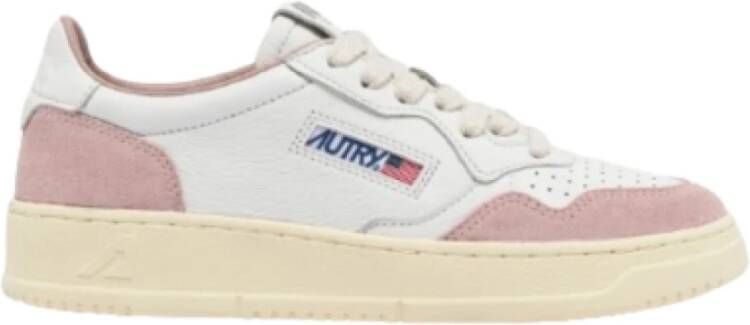 Autry Witte leren sneakers met roze suède Pink Dames