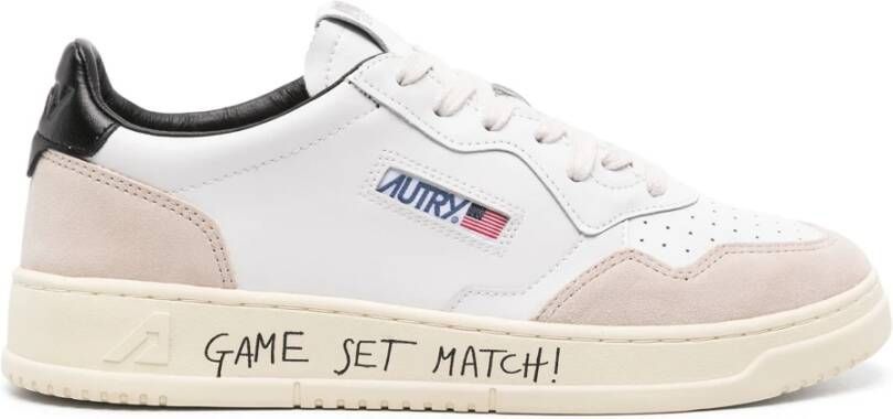 Autry Witte leren sneakers met suède inzetstukken White Heren