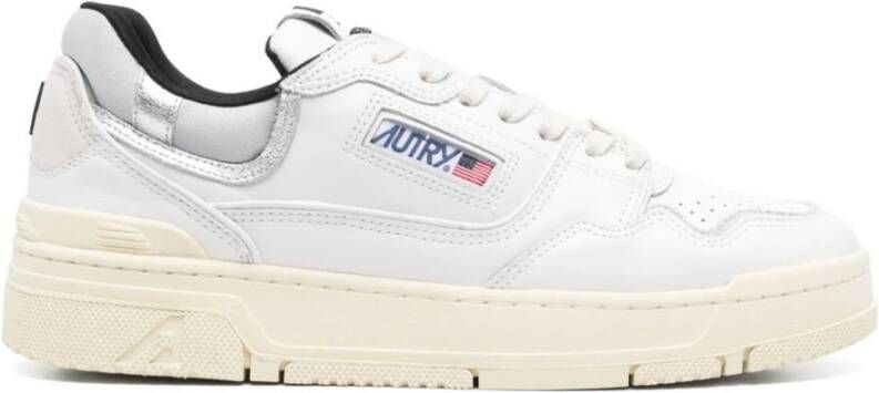 Autry Witte Leren Sneakers met Zilveren Inzetstukken White Heren