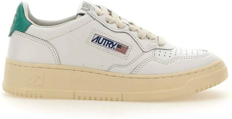 Autry Witte sneakers met elegant logo en groen detail Wit Dames