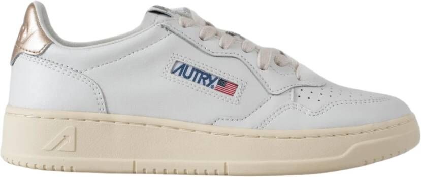 Autry Witte leren tennisschoenen met gouden hiel White Dames