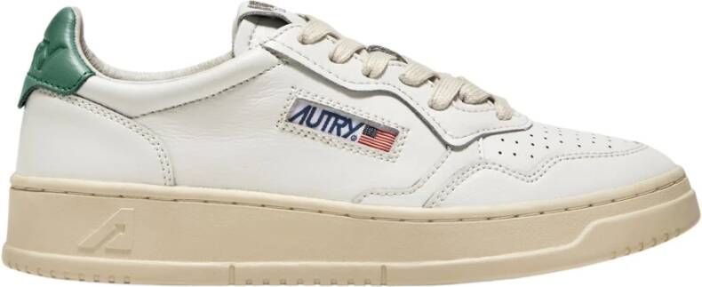 Autry Witte sneakers met elegant logo en groen detail Wit Dames