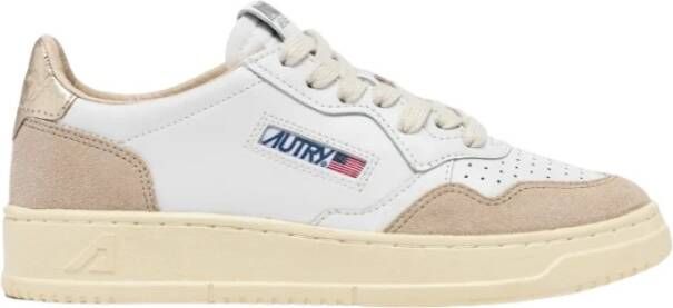 Autry Medalist Low Witte Leren Sneakers Beige Heren