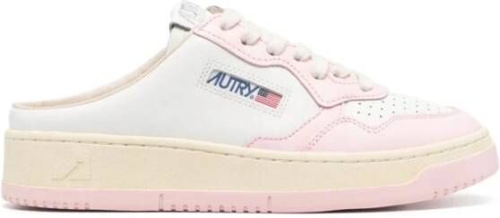 Autry Witte Mules Sneakers Logo Rubber Leer White Dames