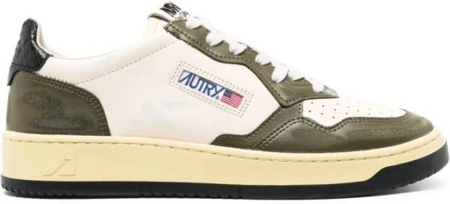 Autry Witte Olijfgroene Panel Sneakers Multicolor Heren