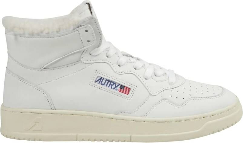 Autry Witte Shearling Mid-Top Sneakers White Heren