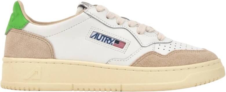 Autry Witte Leren Sneakers met Groene Hiel Multicolor