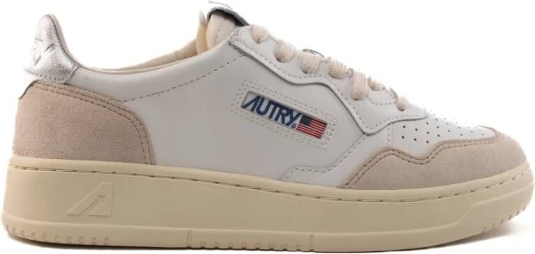 Autry Witte Sneakers met Suède Details White Dames