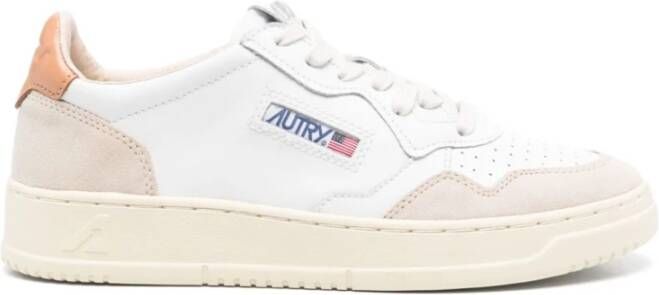 Autry Witte leren sneakers met beige suède accenten White Heren