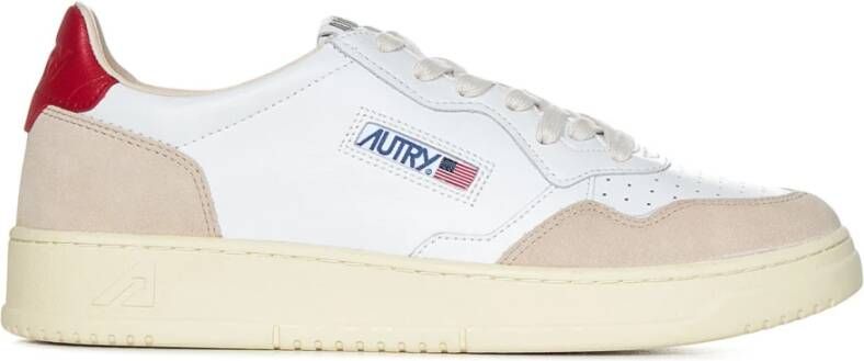 Autry Vintage-geïnspireerde Lage Sneakers Wit Rood Wit Heren