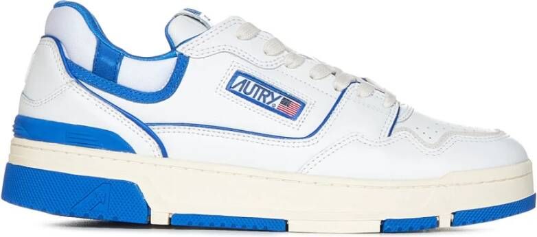 Autry Lage Leren Sneaker met Blauwe Suède Inzetstukken Wit Heren