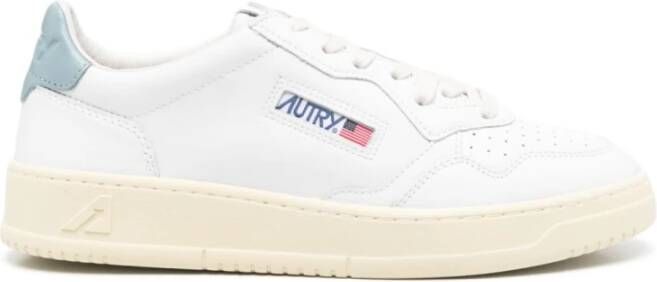 Autry Witte leren sneakers met blauwe hiel White Heren