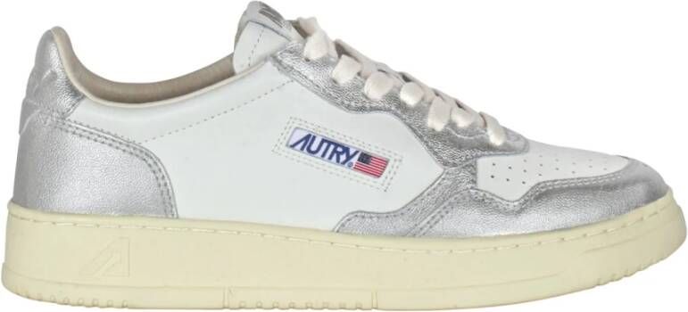 Autry Witte Zilveren Leren Sneakers Medalist White Dames