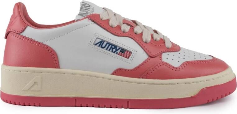 Autry Wit Tearose Leren Bicolor Sneakers Pink Dames