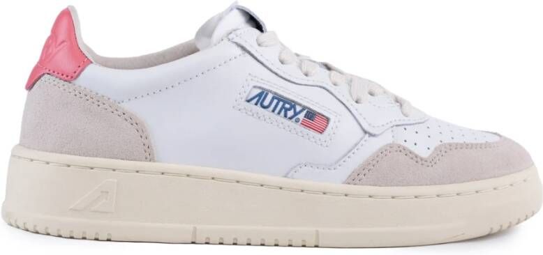 Autry Wit Thee Roze Leren Sneakers White Dames