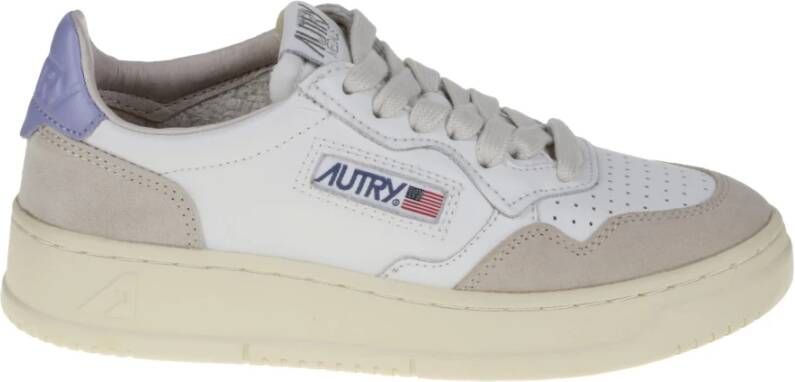 Autry Vintage Lage Leren Suède Sneakers Wit Lavendel White Dames